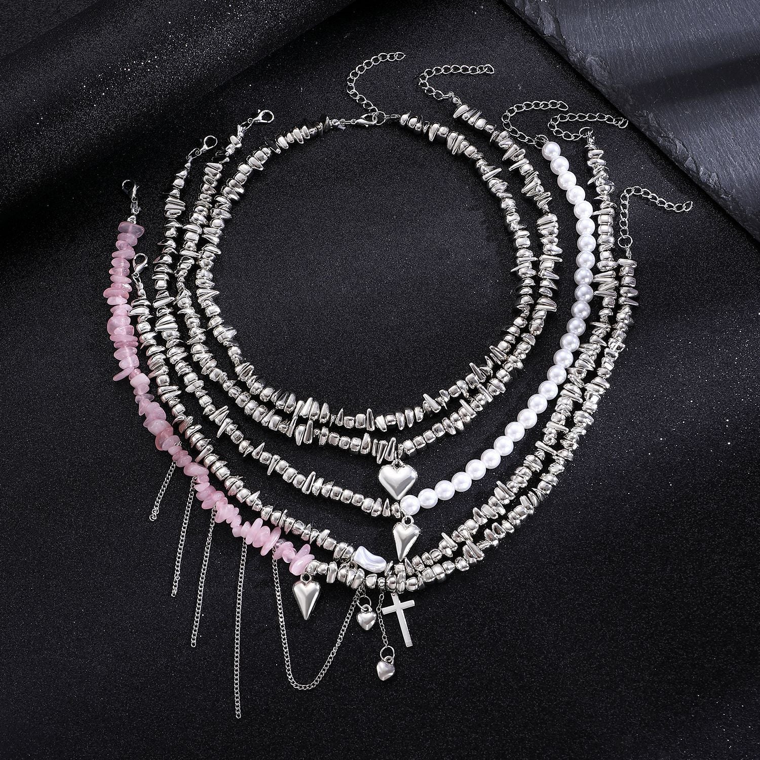 Wholesale Silver Geometric Heart Pendant Necklace